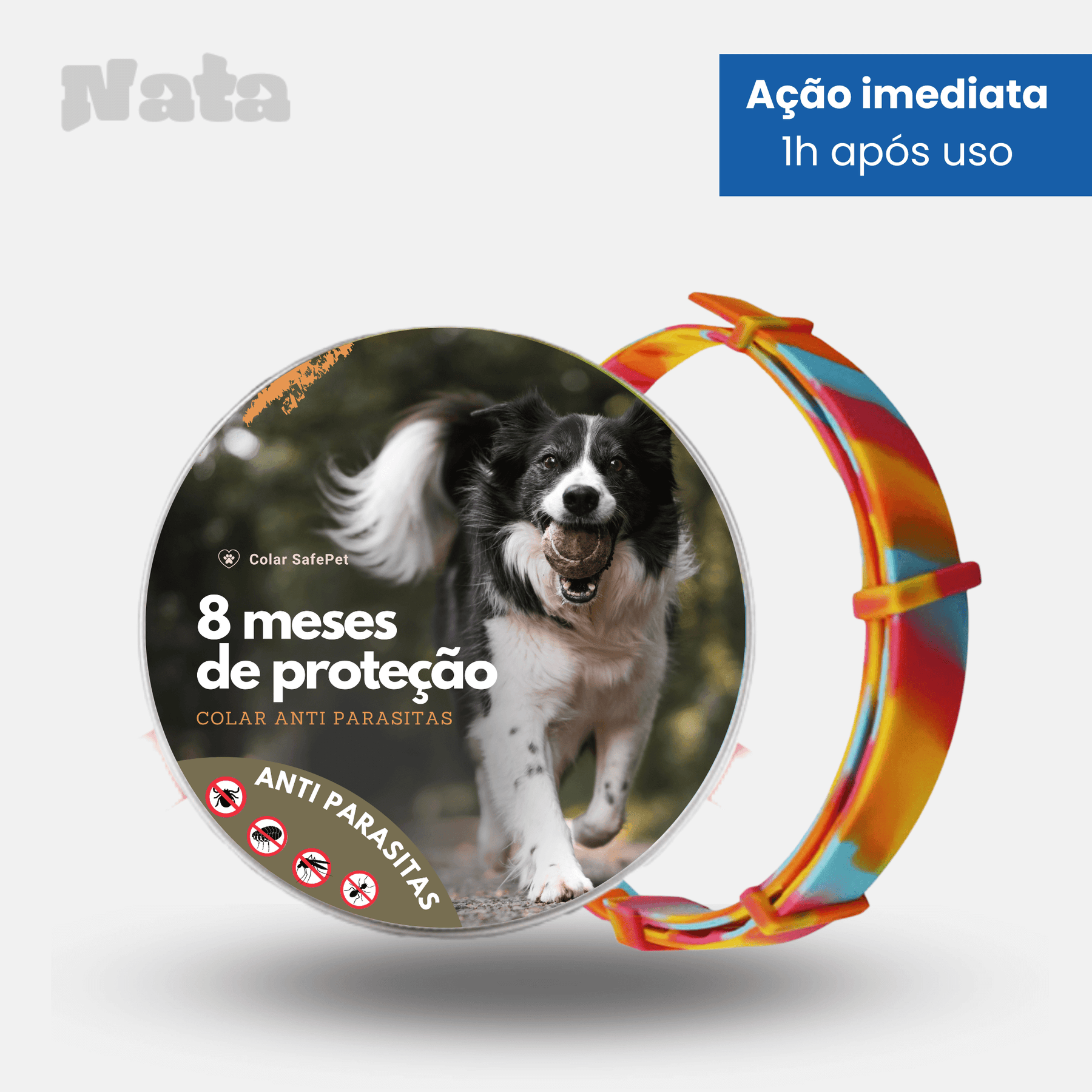 Colar SafePet - Anti Pulgas e Carrapatos [8 Meses de Proteção]