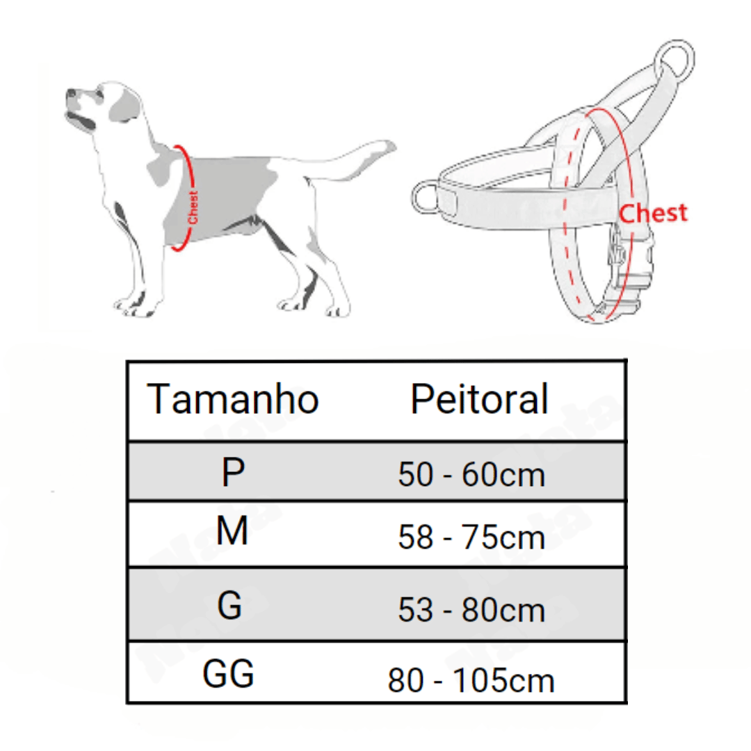 Coleira e Peitoral Tático - Anti Puxão