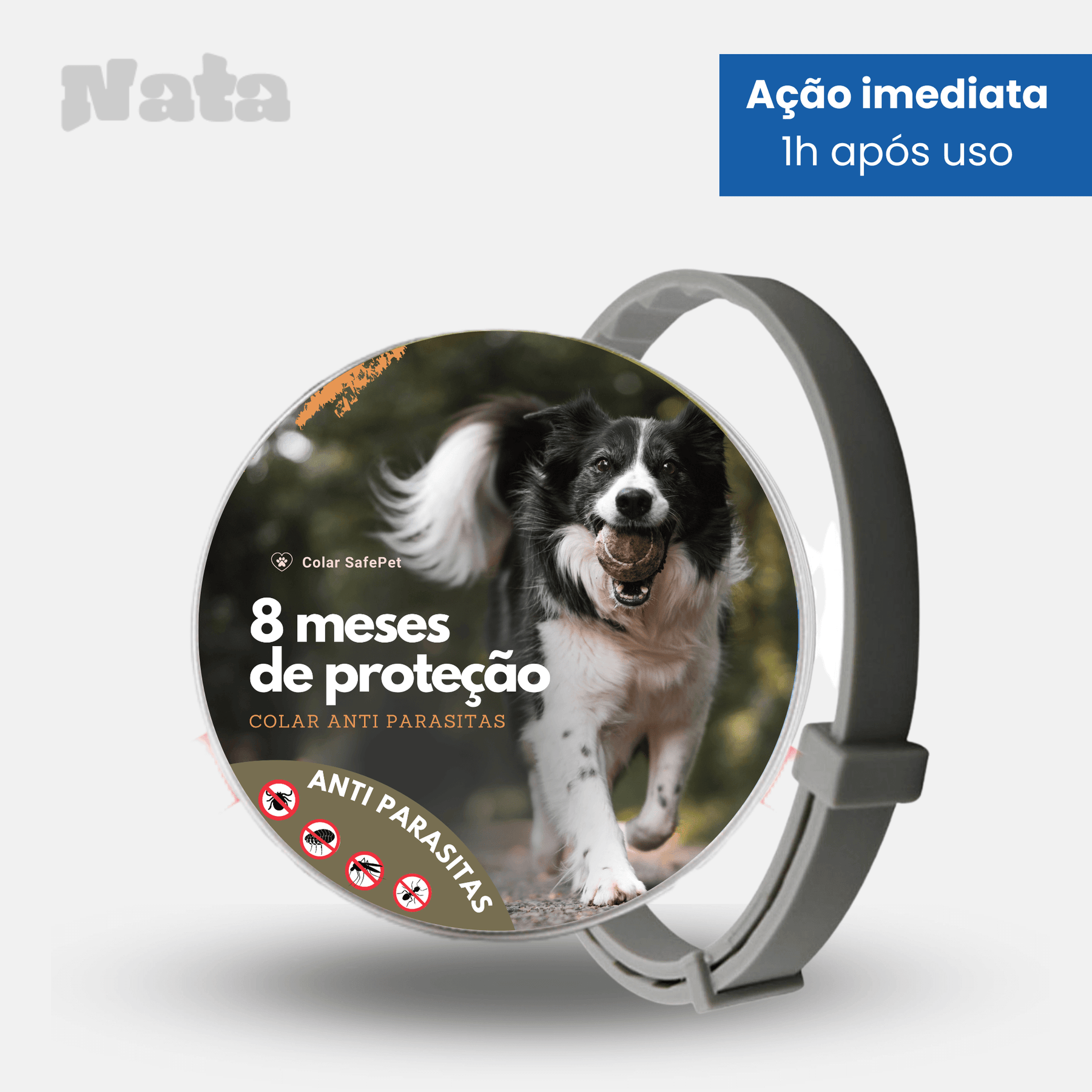 Colar SafePet - Anti Pulgas e Carrapatos [8 Meses de Proteção]