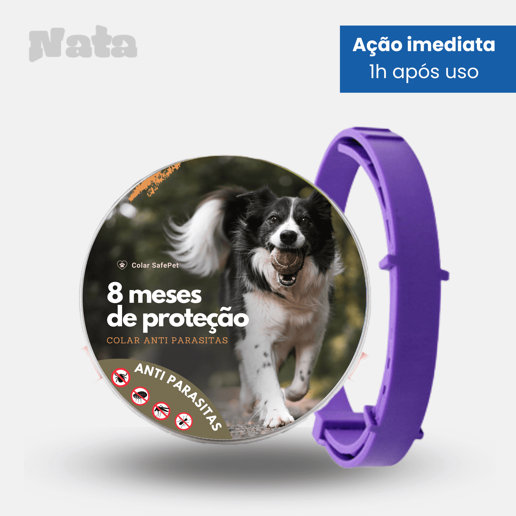 Colar SafePet - Anti Pulgas e Carrapatos [8 Meses de Proteção]